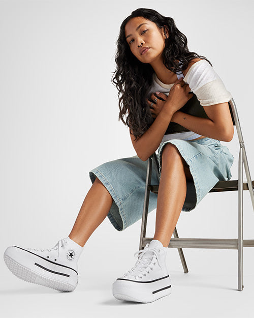 ALL STAR DOUBLE STACK WHITE HI CUT A12976C