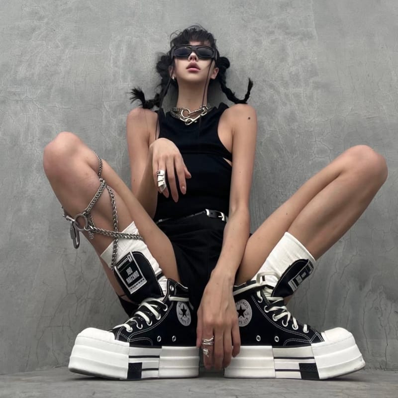 【SEVENTEEN HOSHI着用】CT70 X DRKSHDW(リック オウエンス)DBL DRKSTAR BLACK HI CUT A04954C