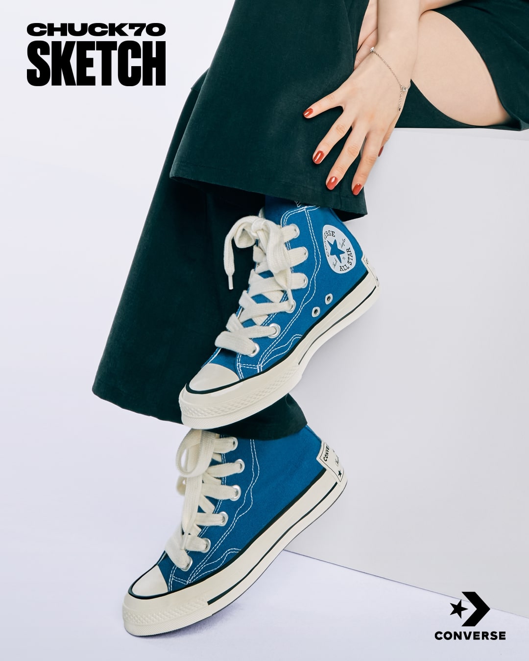 【カリナ着用】CT70(ビックヒールパッチ)SKETCH BLUE HI CUT A08523C