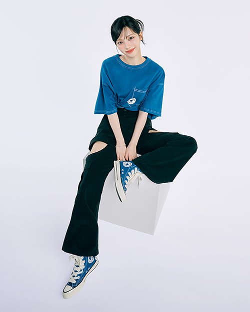 【カリナ着用】CT70(ビックヒールパッチ)SKETCH BLUE HI CUT A08523C