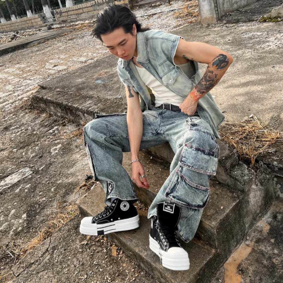 【SEVENTEEN HOSHI着用】CT70 X DRKSHDW(リック オウエンス)DBL DRKSTAR BLACK HI CUT A04954C