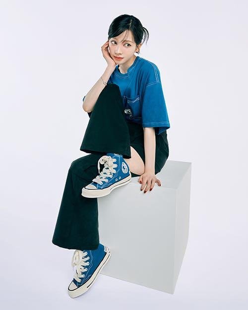 【カリナ着用】CT70(ビックヒールパッチ)SKETCH BLUE HI CUT A08523C