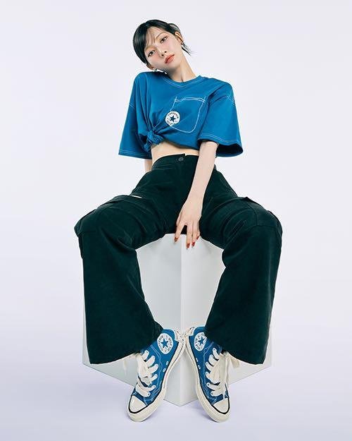 【カリナ着用】CT70(ビックヒールパッチ)SKETCH BLUE HI CUT A08523C