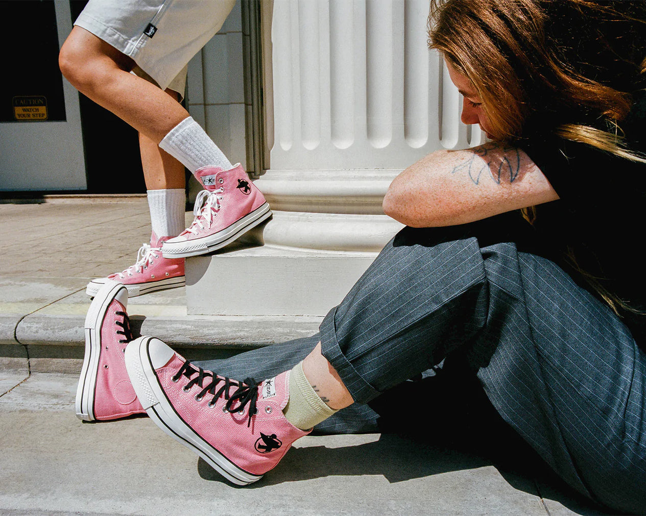 CT70 STUSSY ステューシー SURFMAN PlUMERIA PINK HI CUT A02052C
