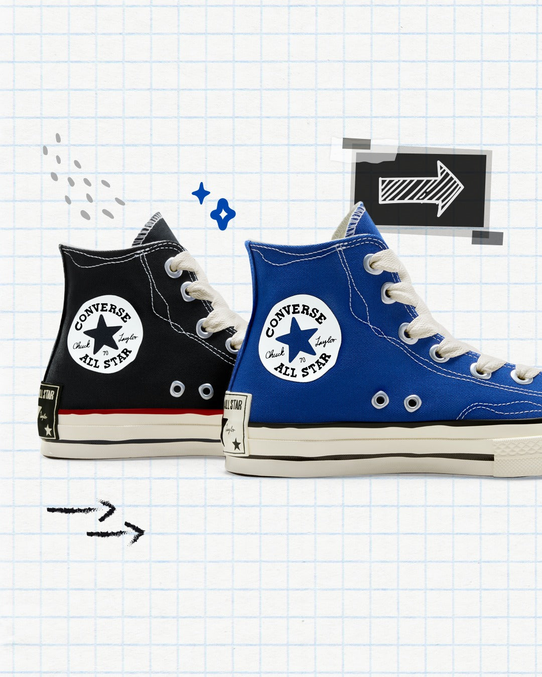 CT70（ビックヒールパッチ）SKETCH BLACK HI CUT A09139C