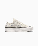 ALL STAR Chuck Taylor LIFT Canvas Sequin Flowers Vintage White LOW CUT A18391C