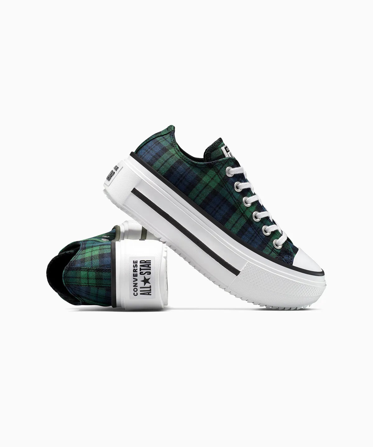 ALL STAR DOUBLE STACK Plaid Navy LOW CUT A16517C