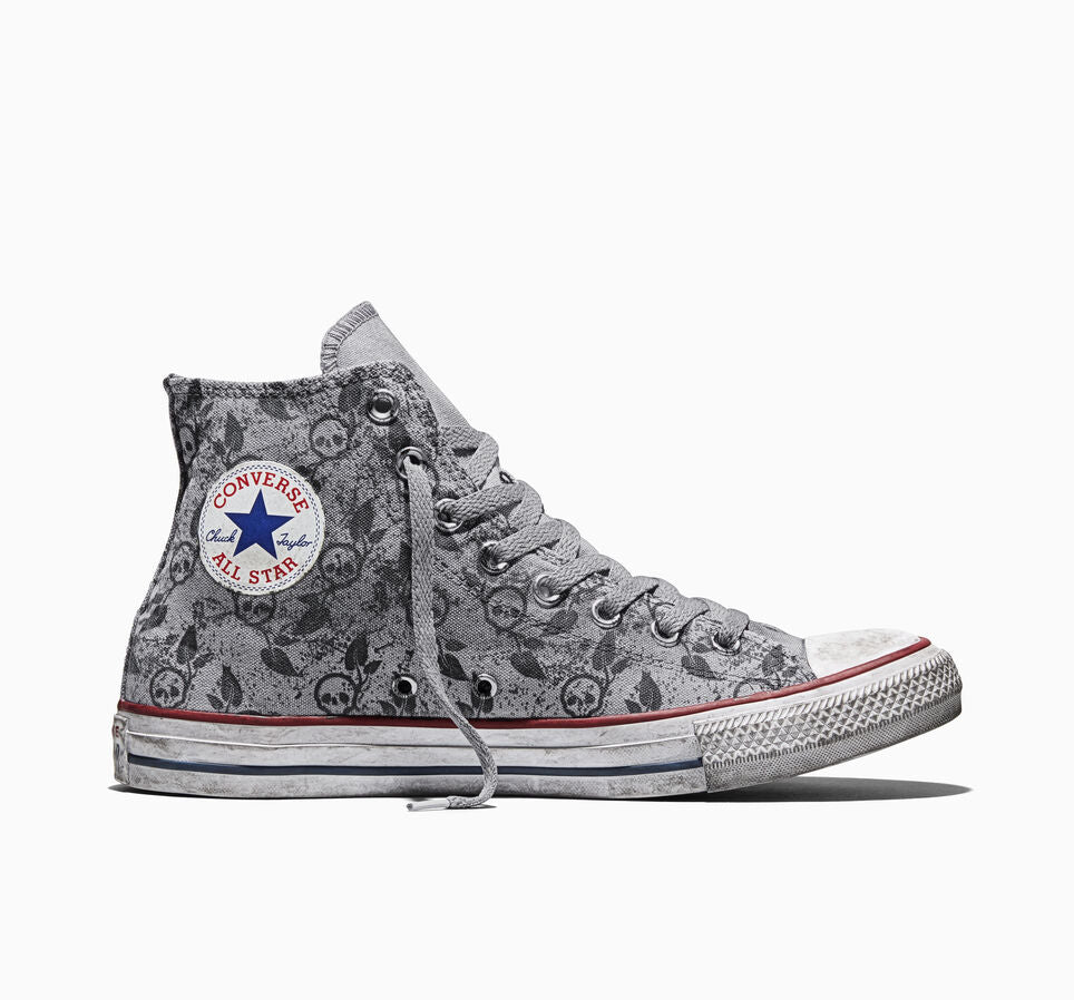 【EU限定】ALL STAR Chuck Taylor Distressed Doodles Skulls Smoke In HI CUT A24126C