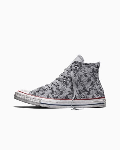 【EU限定】ALL STAR Chuck Taylor Distressed Doodles Skulls Smoke In HI CUT A24126C