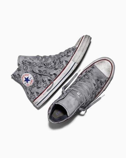 【EU限定】ALL STAR Chuck Taylor Distressed Doodles Skulls Smoke In HI CUT A24126C