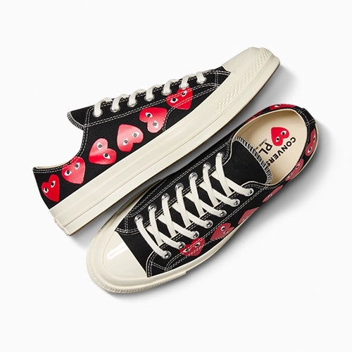 CT70 X Play Comme des Garcons Chuck 70 Ox Multi Heart BLACK LOW CUT A08149C