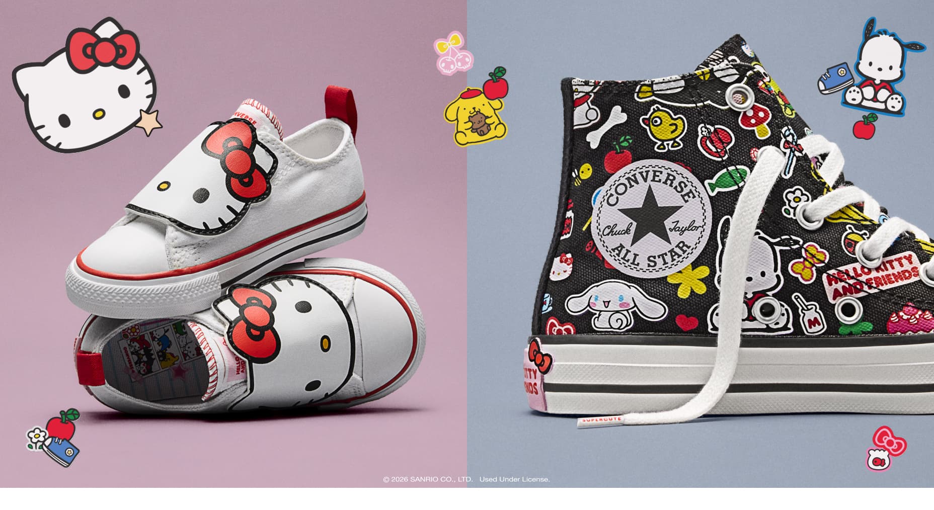 【数量限定】ALL STAR Chuck Taylor x  KIDS Hello Kitty And Friends All Star Easy-On Stickers White HI CUT A17701C