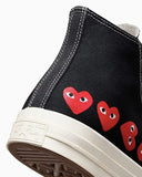 CT70 X Play Comme des Garcons Chuck 70 Ox Multi Heart BLACK HI CUT A08147C