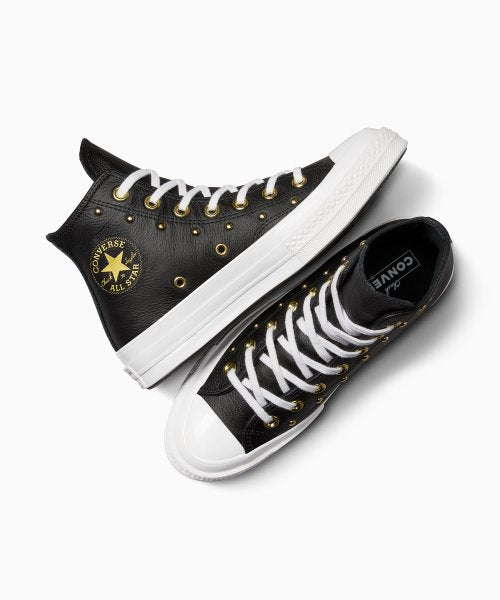CT70 Star Studded レザー BLACK HI CUT A06809C