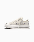 ALL STAR Chuck Taylor LIFT Canvas Sequin Flowers Vintage White LOW CUT A18391C