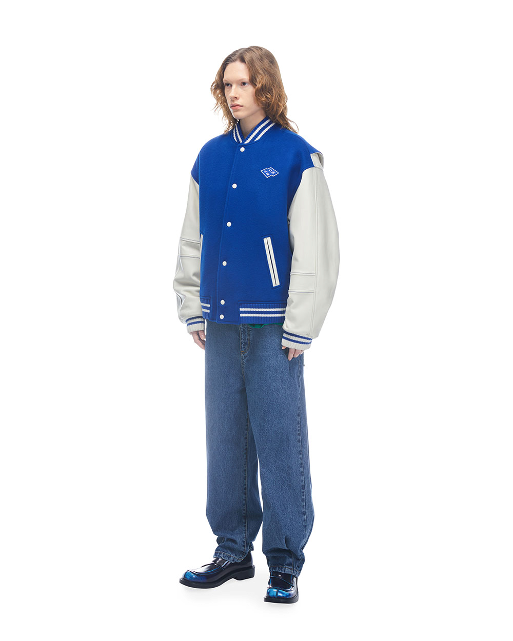 Ader Error x Converse Shapes Varsity Jacket Cobalt Blue