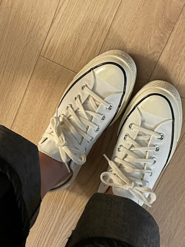 CT70 Black Pin Stripe WHITE LOW CUT A02306C – raretem.shop
